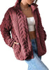 Jacket Soft Fleece Zip Up Cable Knit Style with Pockets 5 Colors