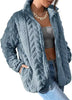 Jacket Soft Fleece Zip Up Cable Knit Style with Pockets 5 Colors