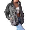 Jacket Soft Fleece Zip Up Cable Knit Style with Pockets 5 Colors